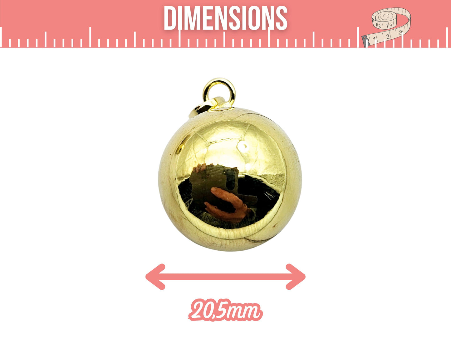 2 pendentifs bola bille sonore 20,5mm doré- Avec bélière