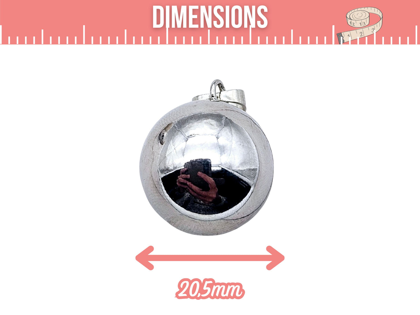2 pendentifs bola bille sonore 20,5mm argenté - Avec bélière