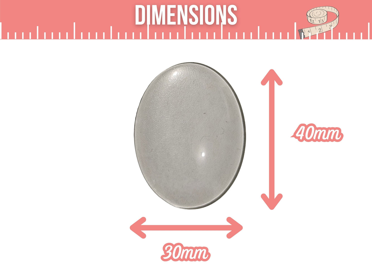10 cabochons en verre forme ovale 40x30mm