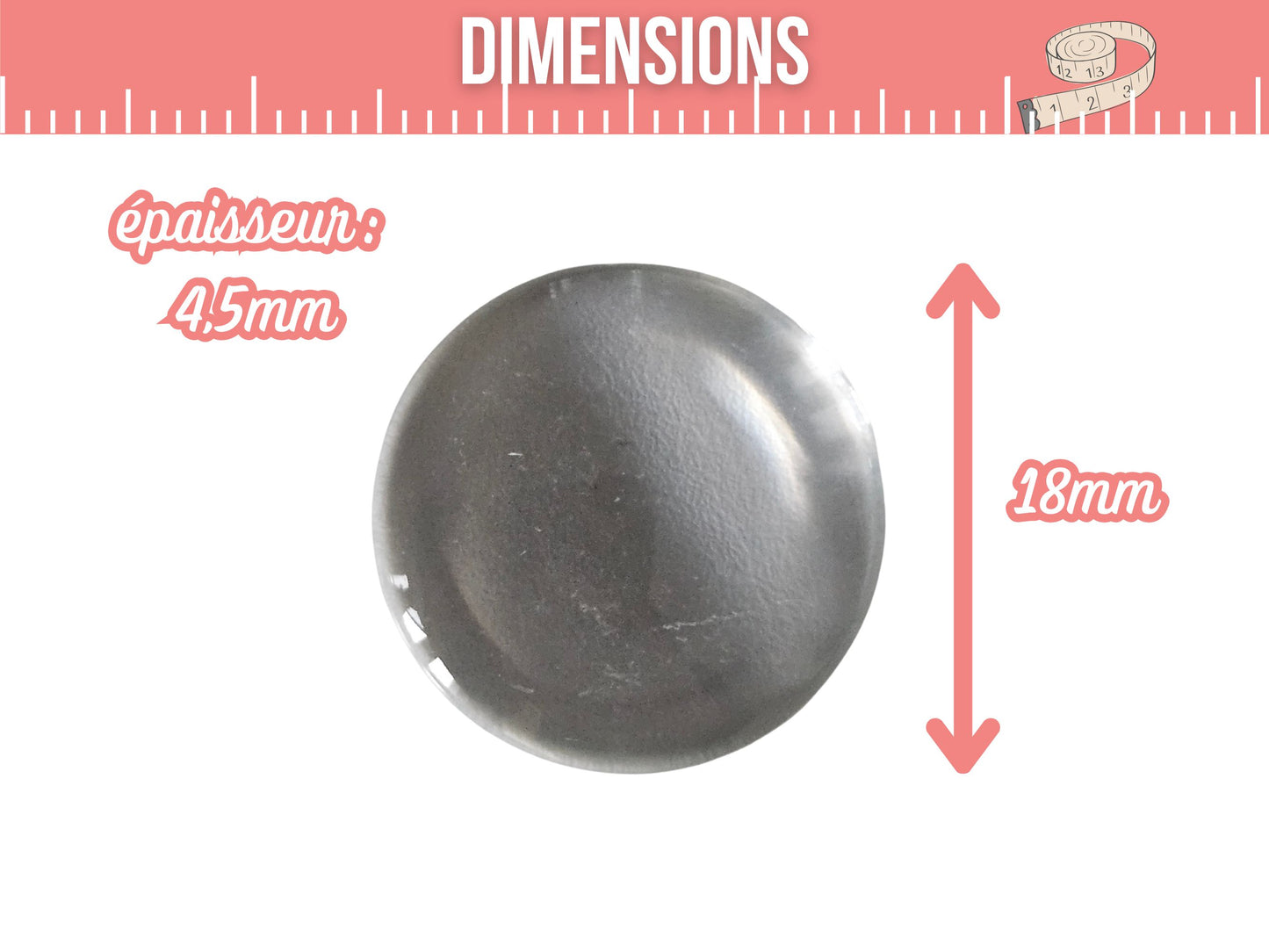 20 cabochons en verre 18mm