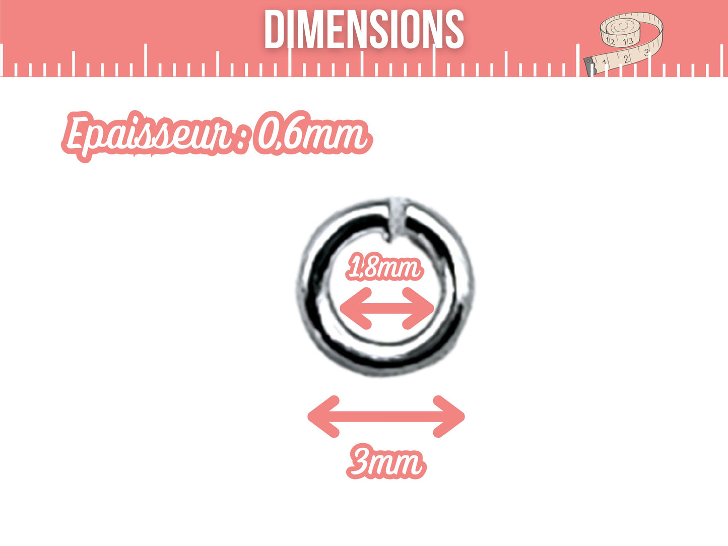 50 anneaux de jonction 3mm argent platine