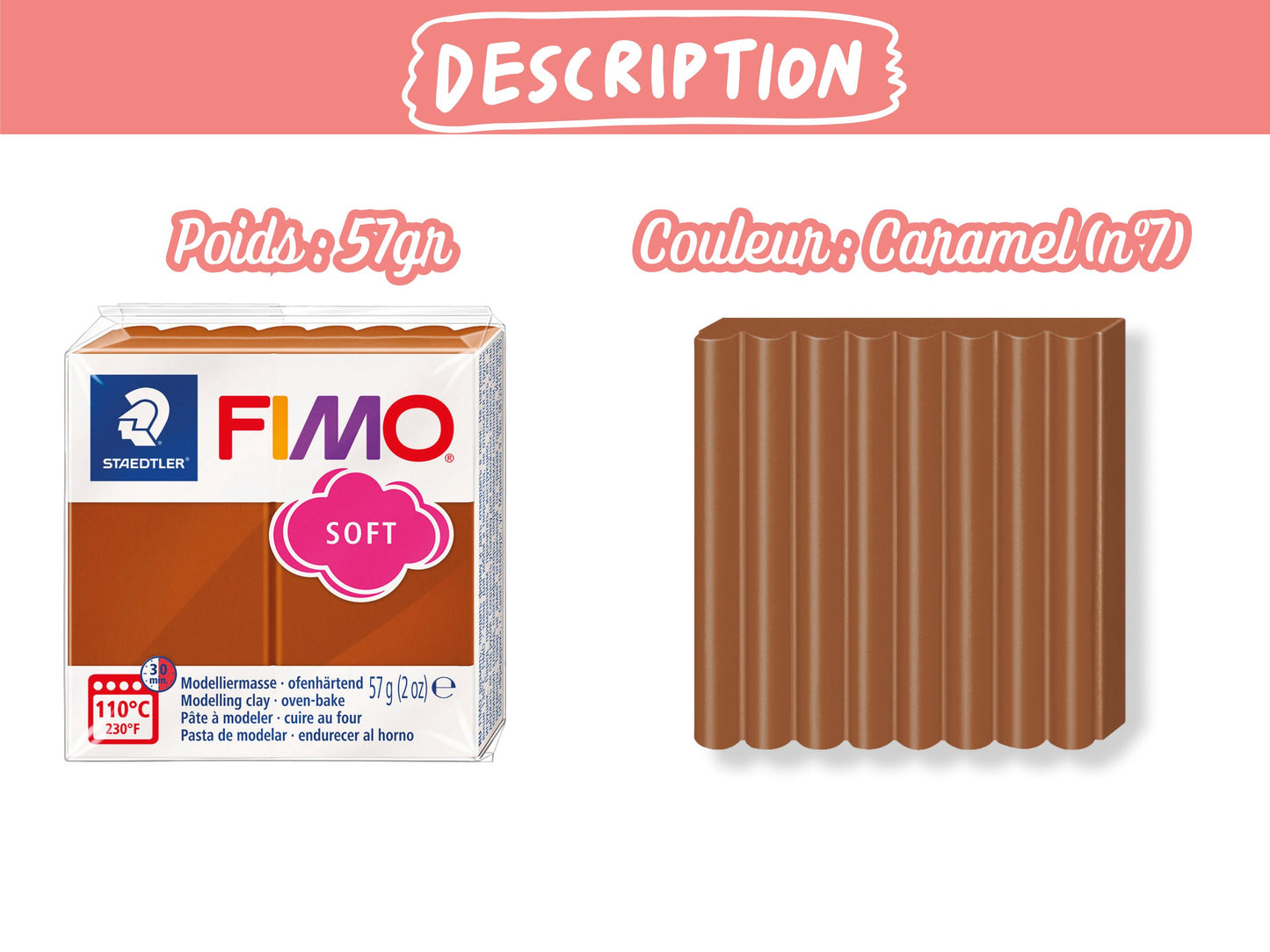 Pâte Fimo Soft 57g – Caramel n°7