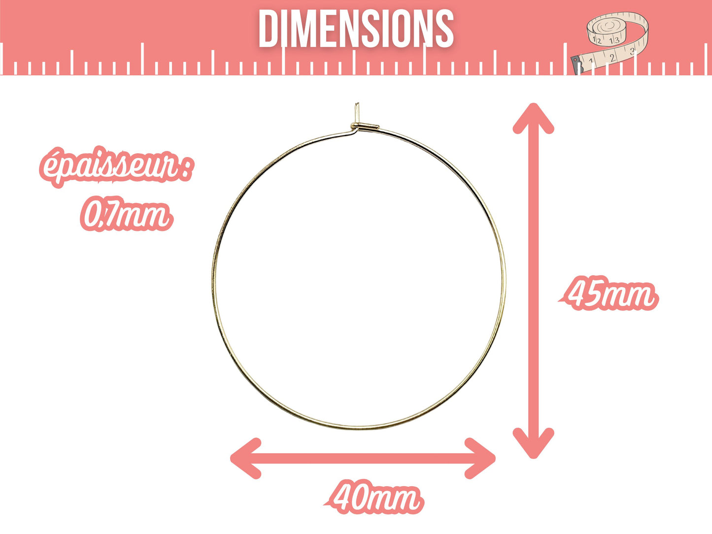 10 créoles rondes 40mm acier inoxydable dorées