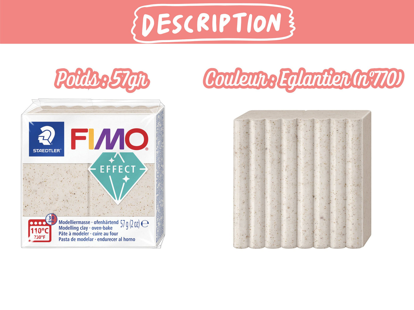 Pâte Fimo Effect botanique 57g – Eglantier n°770