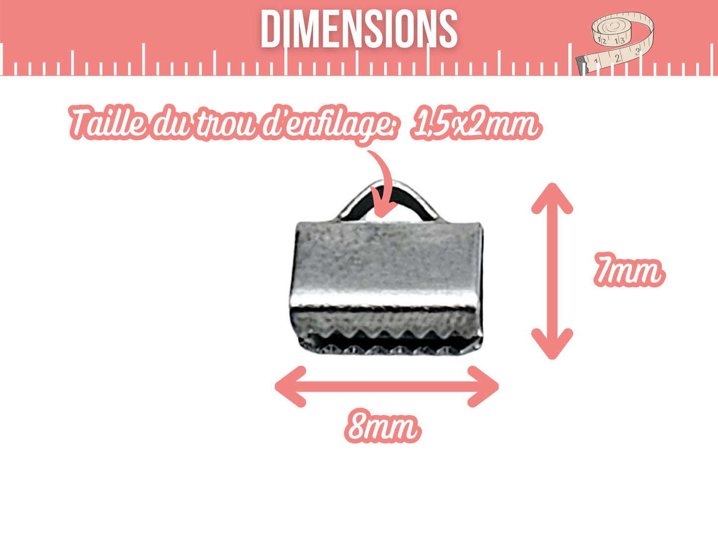 10 embouts fermoirs griffes 8mm acier inoxydable