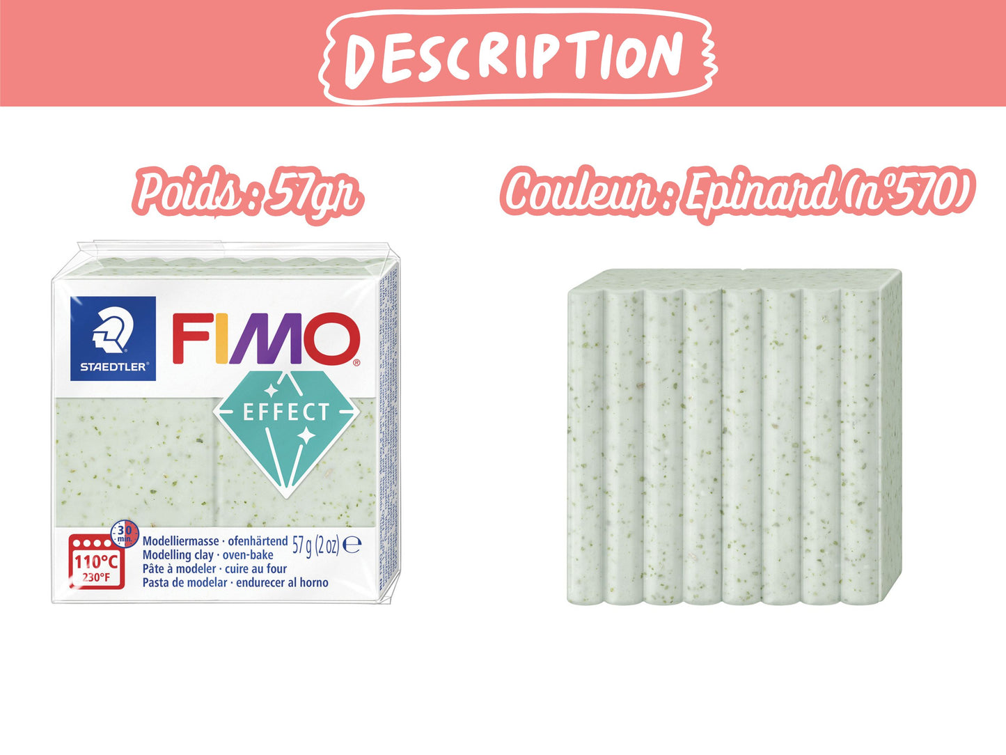 Pâte Fimo Effect botanique 57g – Epinard n°570