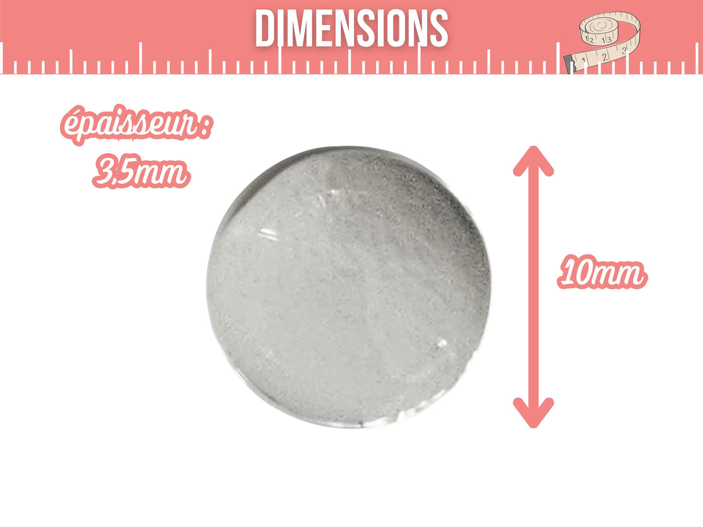 20 cabochons en verre 10mm