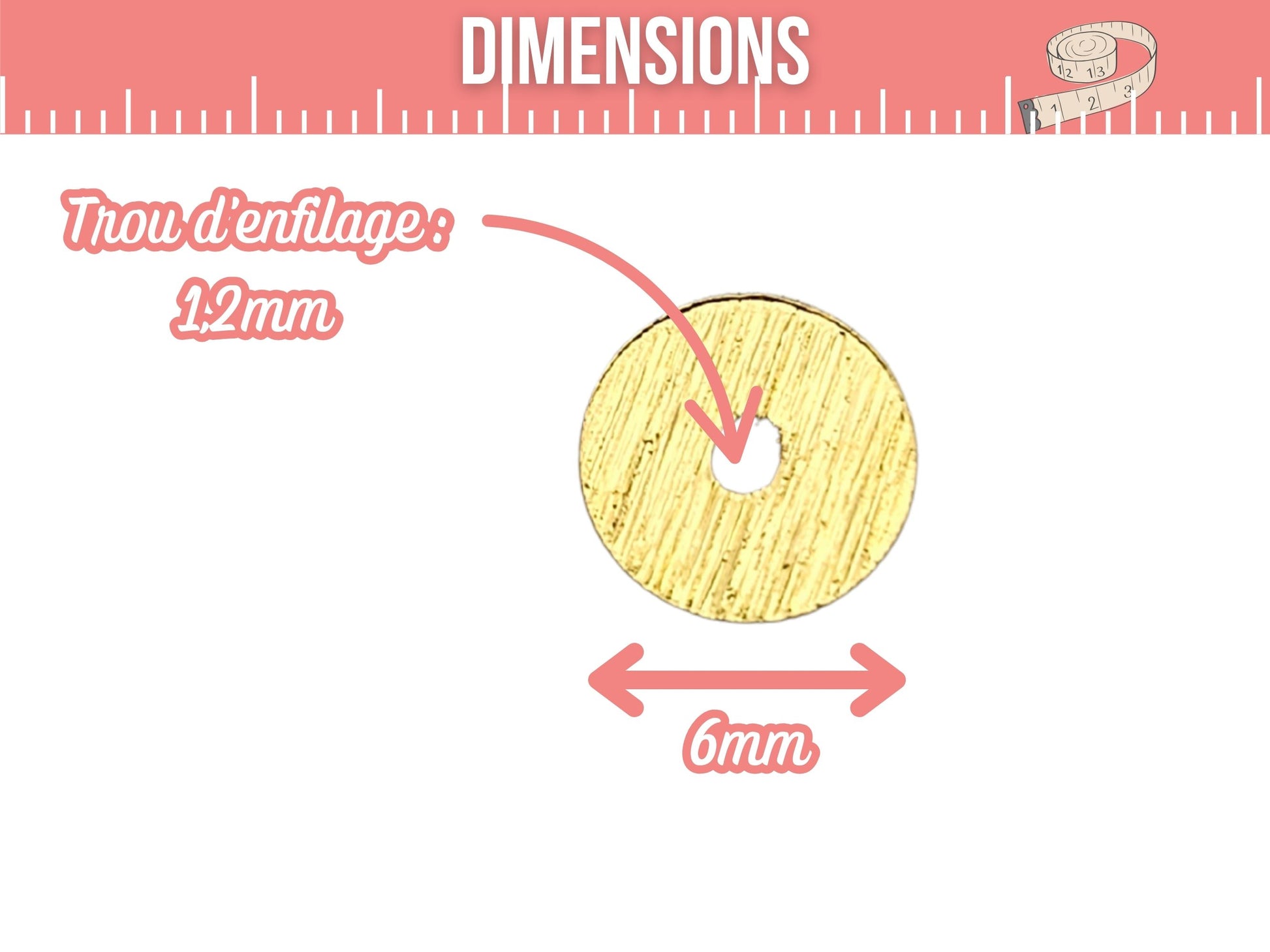 20 perles heishi striées dorées 6mm