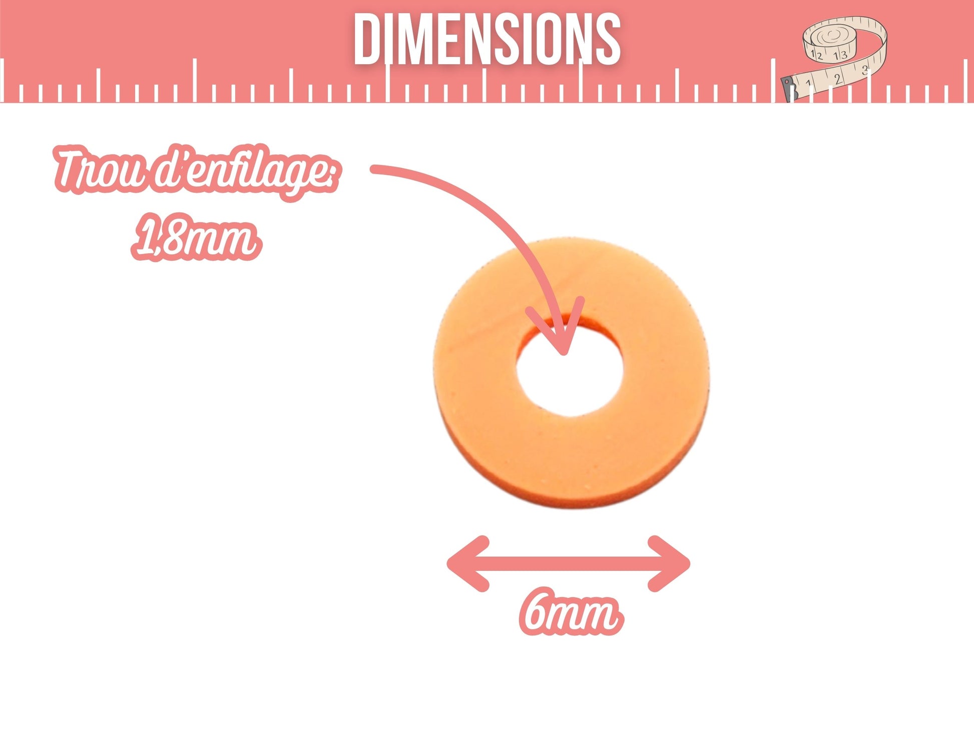 290 perles heishi orange néon 6mm