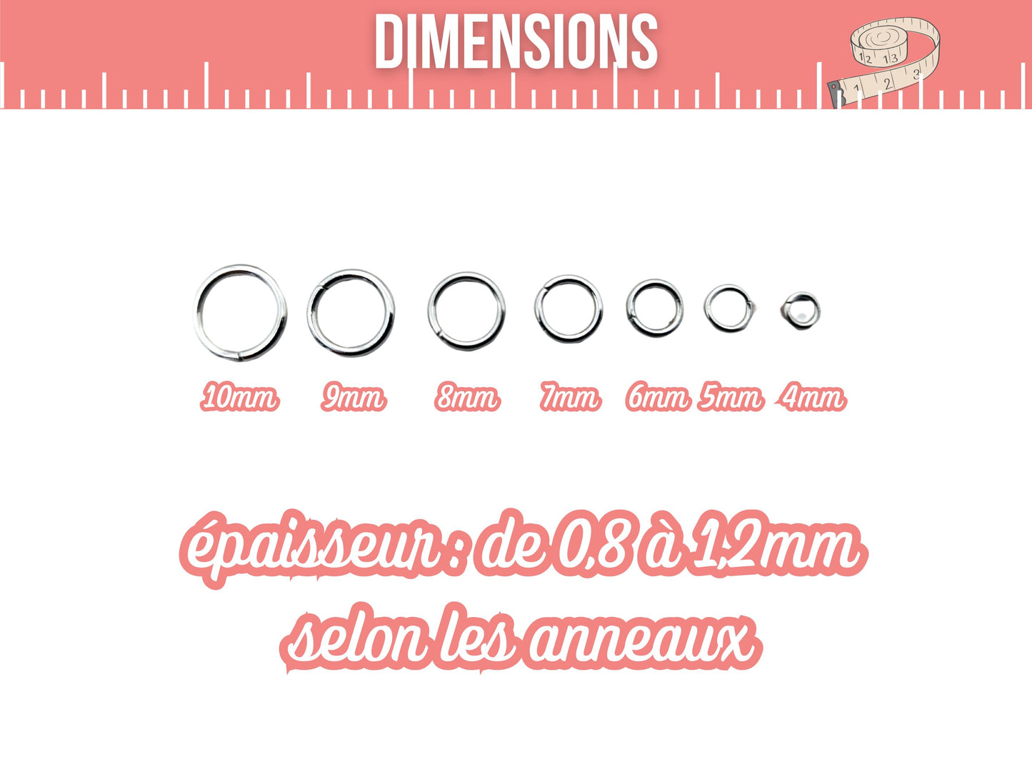 Boite de 1410 anneaux de jonction acier inoxydable 4 à 10mm