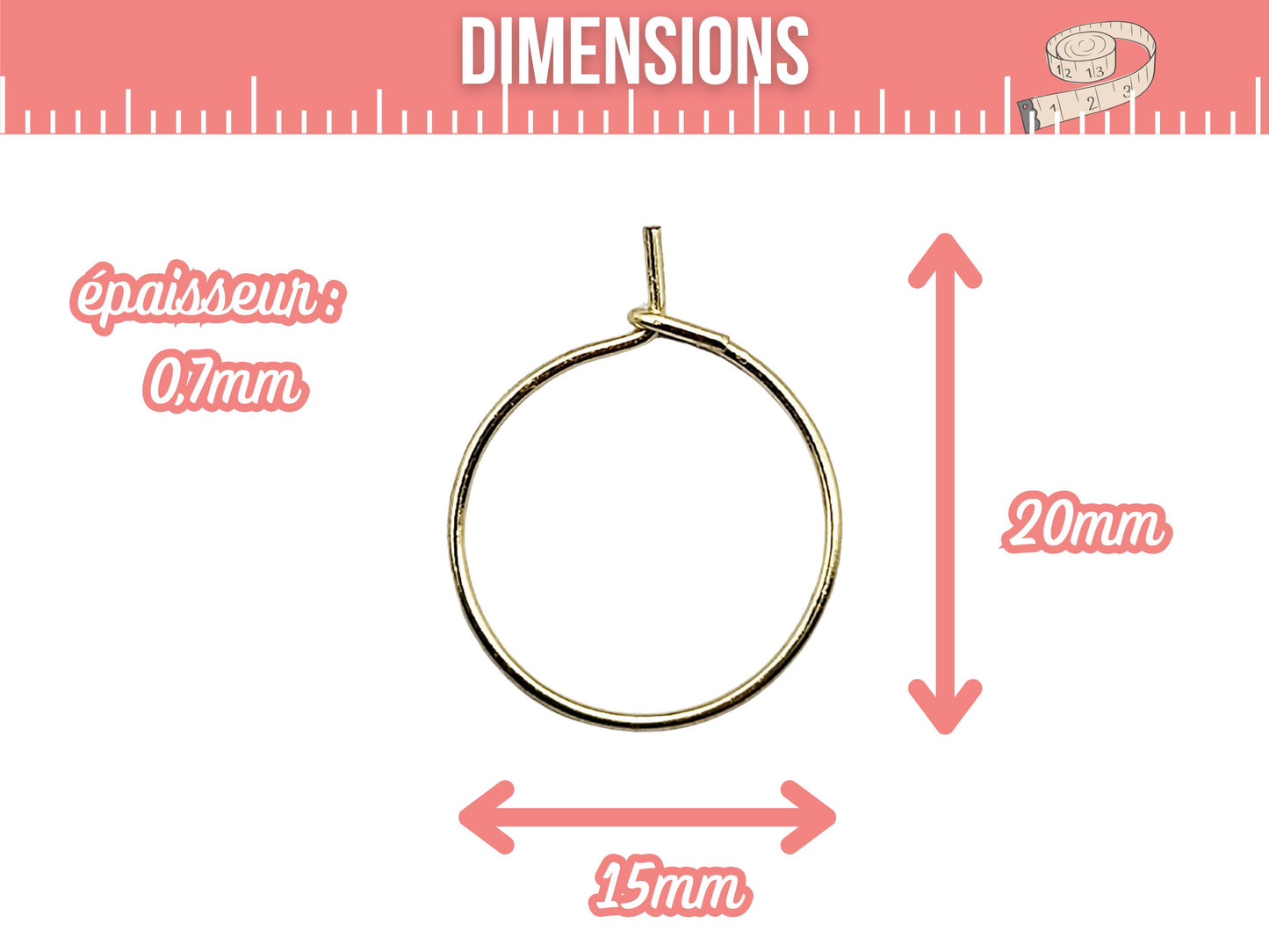 10 créoles rondes 15mm acier inoxydable dorées