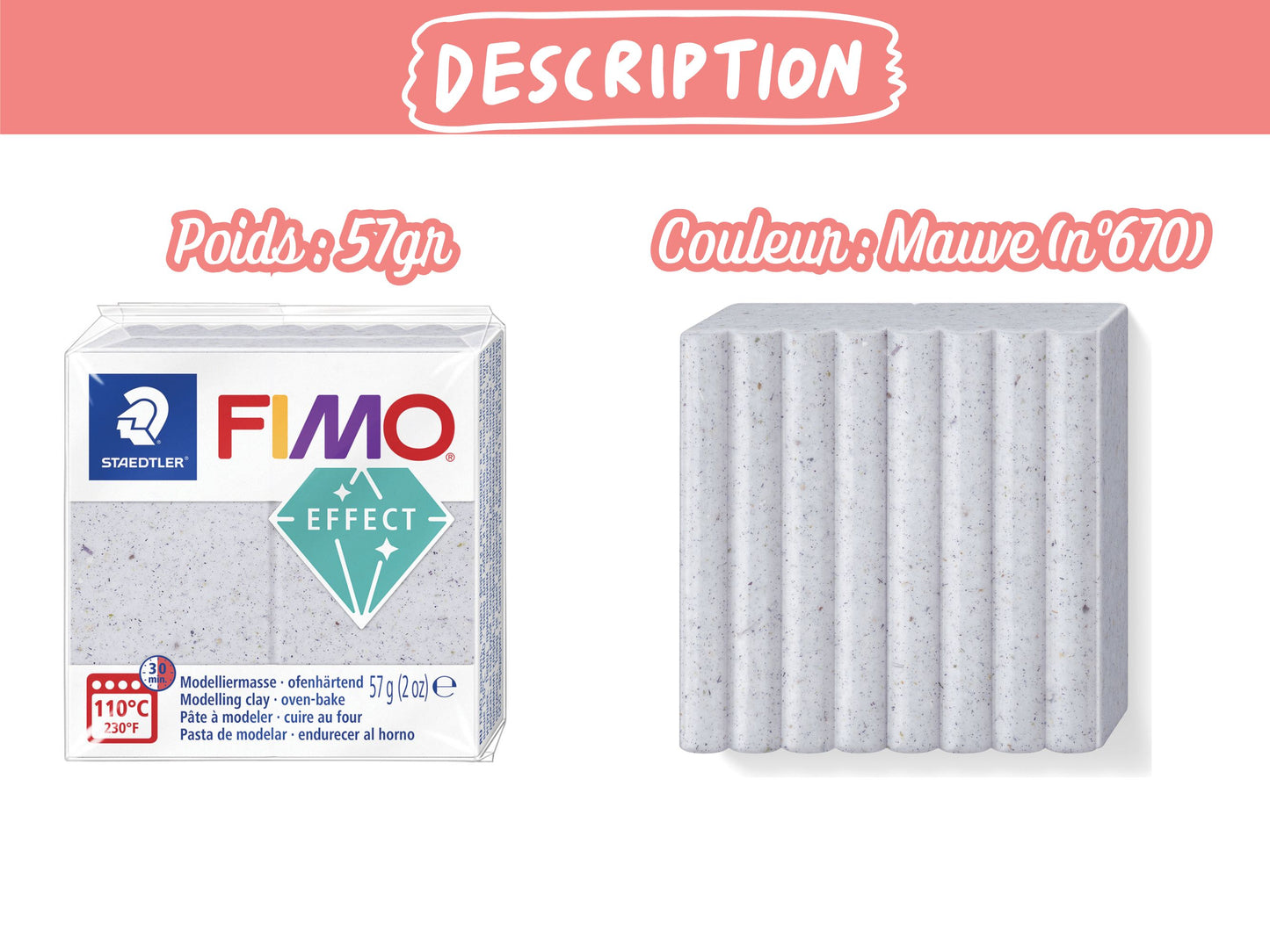 Pâte Fimo Effect botanique 57g – Mauve n°670