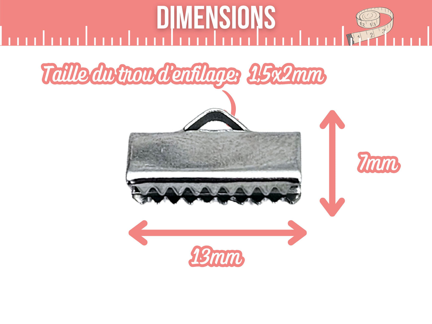 10 embouts fermoirs griffes 13mm acier inoxydable