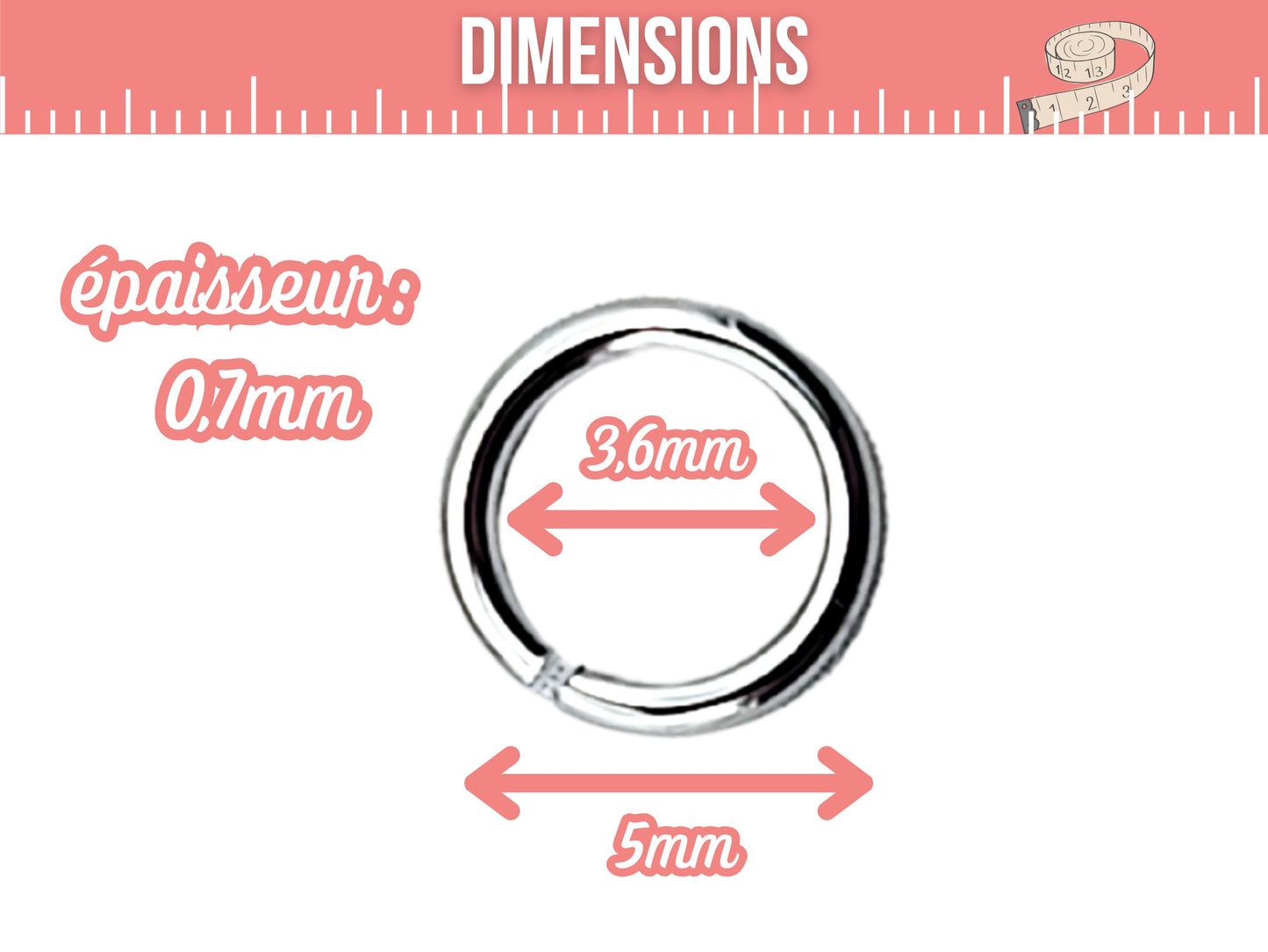 50 anneaux de jonction 5mm argent platine