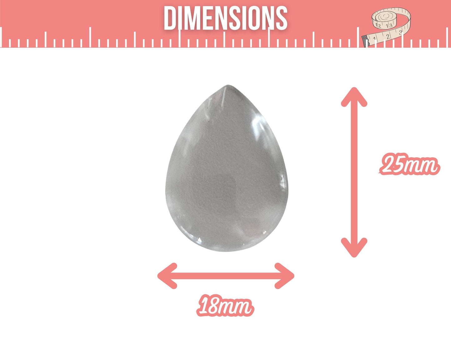 20 cabochons en verre goutte 25x18mm