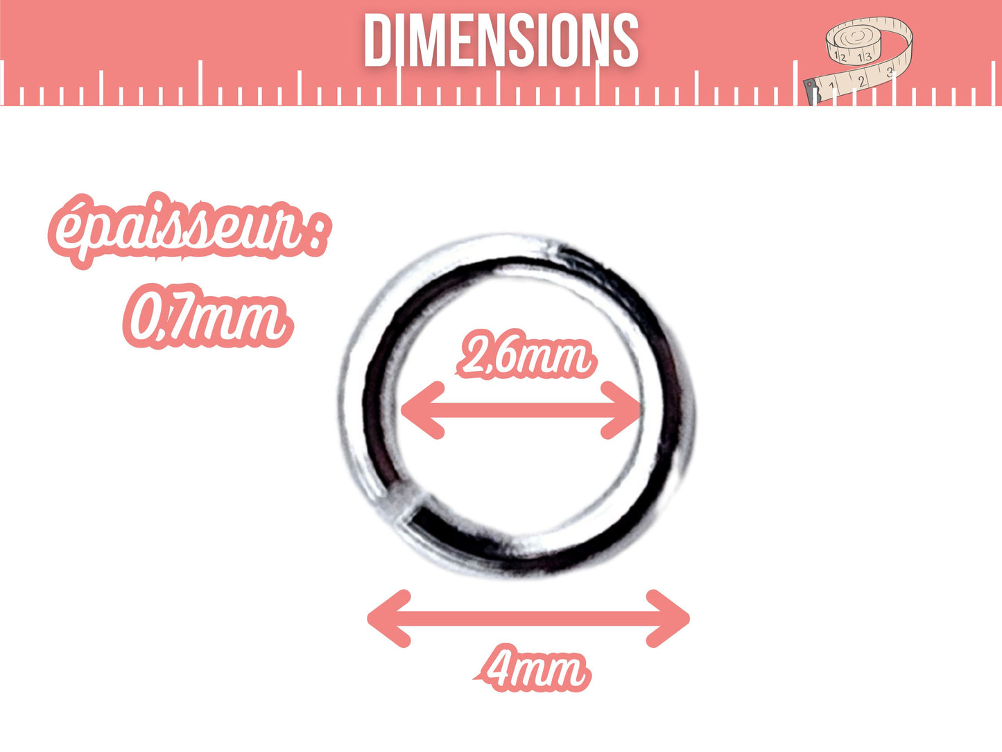 50 anneaux de jonction 4mm argent platine
