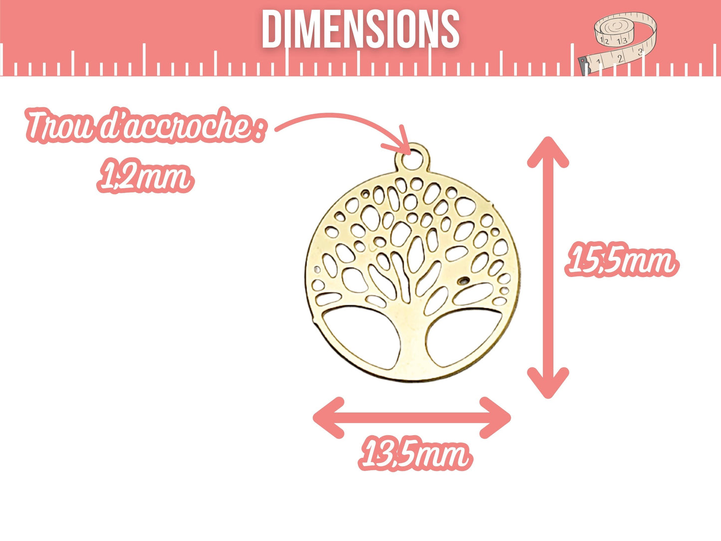 10 estampes arbre de vie acier inoxydable doré