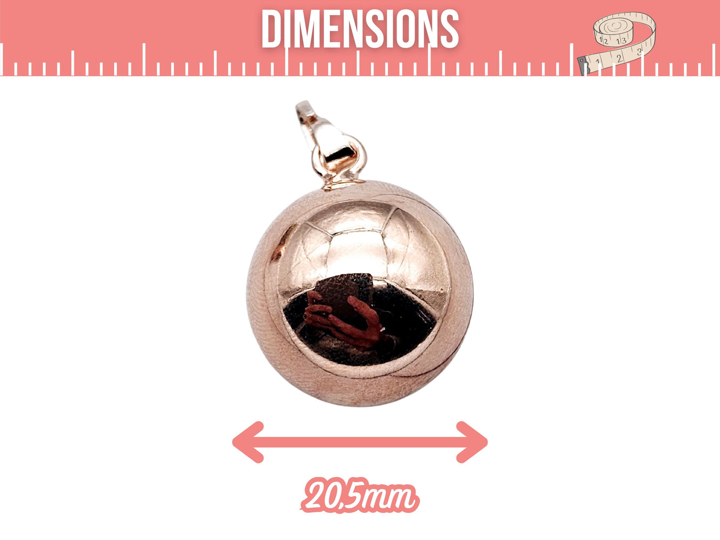 2 pendentifs bola bille sonore 20,5mm or rose - Avec bélière