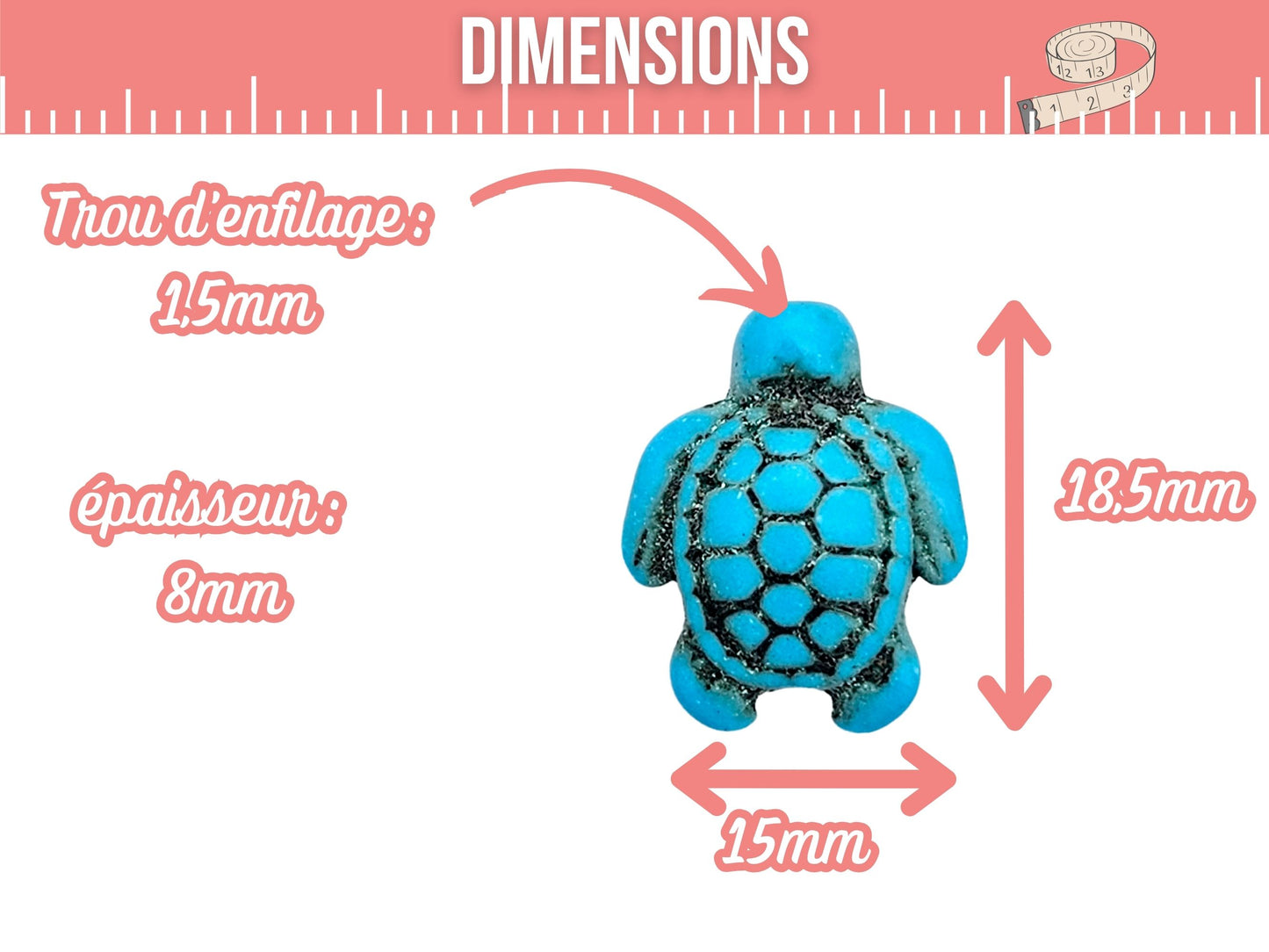 22 perles tortue multicolores en turquoise synthétique