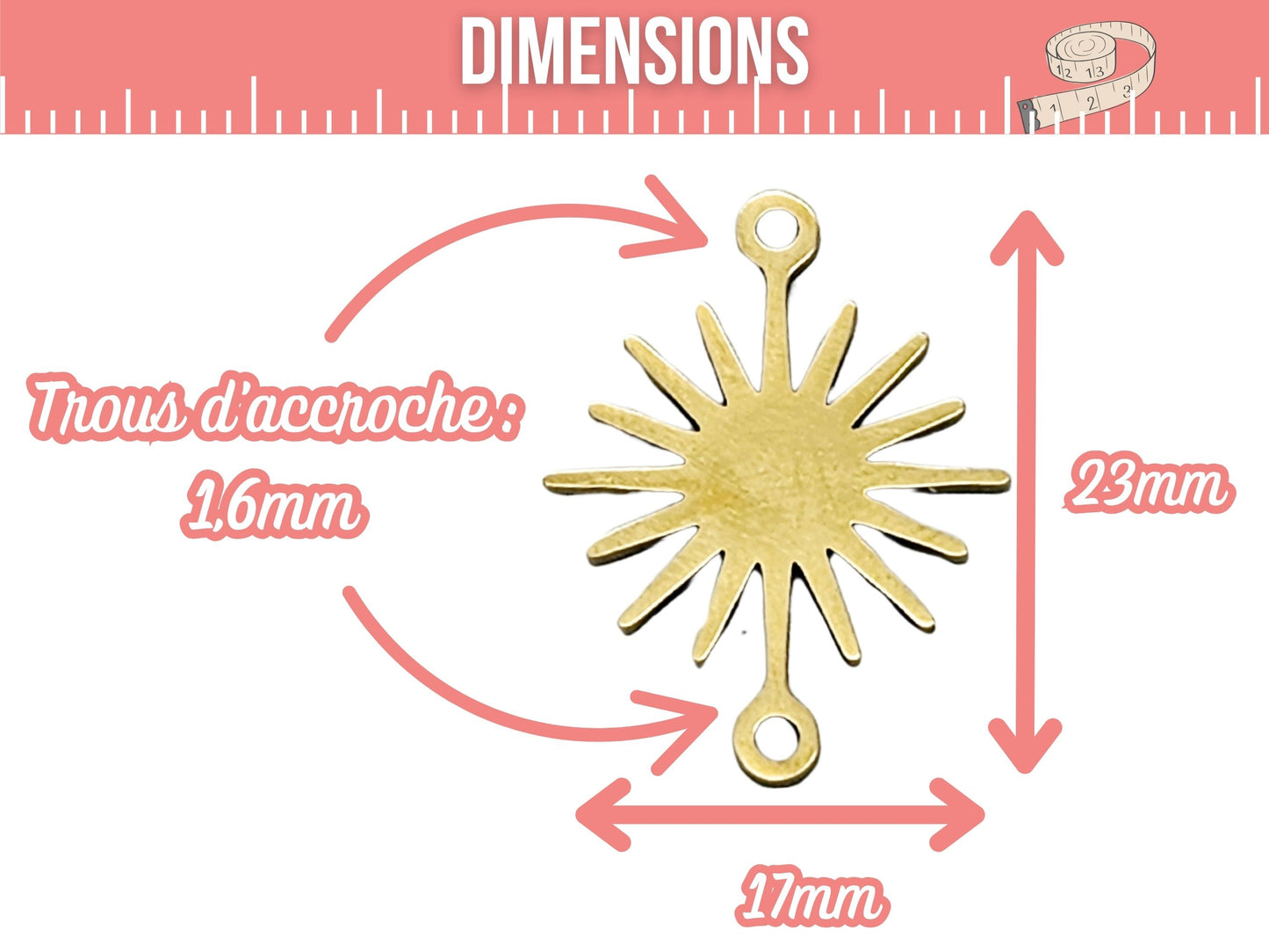 6 connecteurs soleil acier inoxydable doré