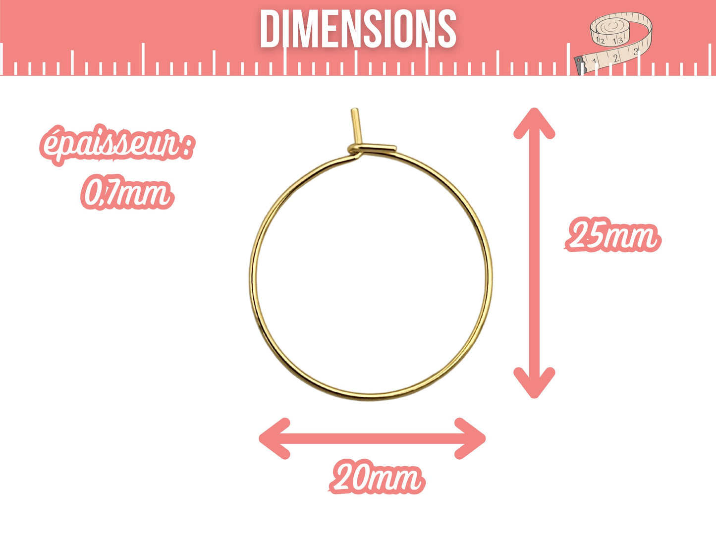 10 créoles rondes 20mm acier inoxydable dorées