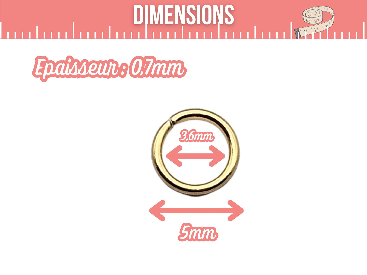 100 anneaux de jonction 5mm acier inoxydable doré