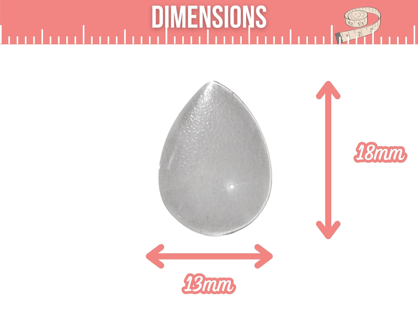 20 cabochons en verre goutte 18x13mm