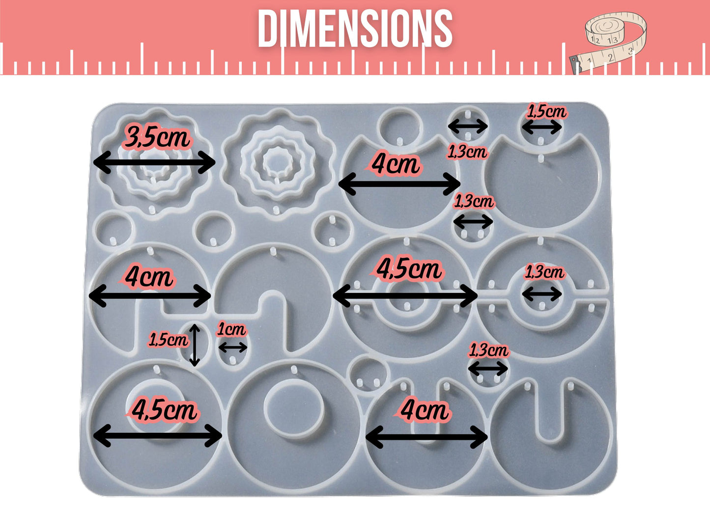 Moule en silicone 27 empreintes pendentifs irréguliers