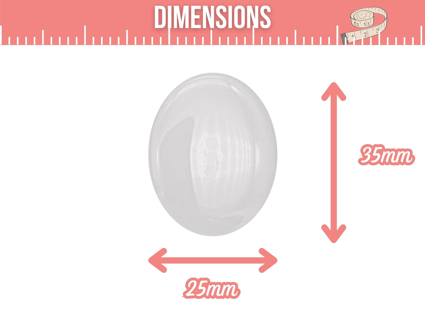 10 cabochons en verre forme ovale 35x25mm