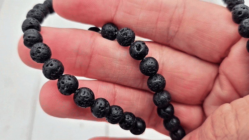 60 perles de lave rondes noires 6mm