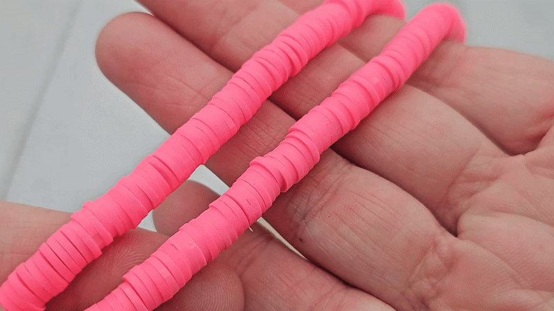 350 perles heishi rose néon 6mm