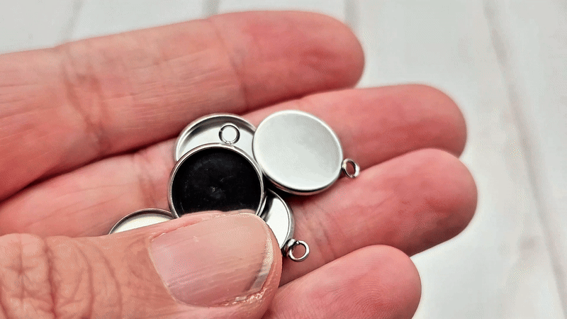 20 pendentifs plateau cabochon 12mm acier inoxydable