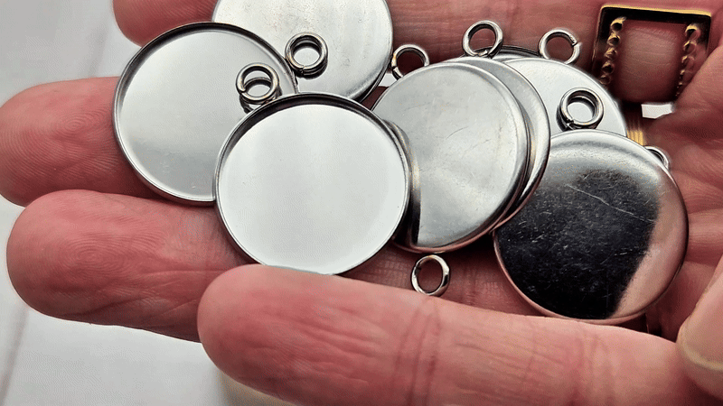 10 pendentifs plateau cabochon 20mm en acier inoxydable