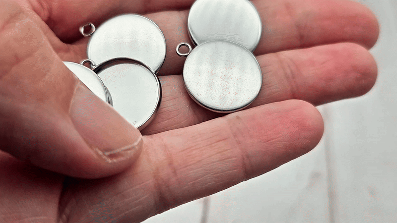 10 pendentifs plateau cabochon 16mm en acier inoxydable