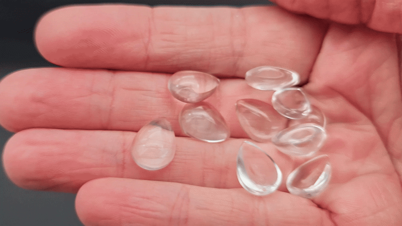 20 cabochons en verre goutte 14x10mm