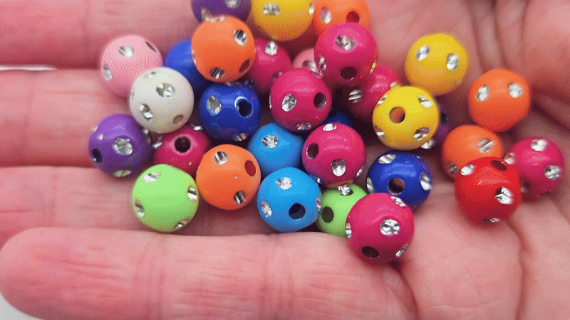 100 perles multicolores effet strass 10mm