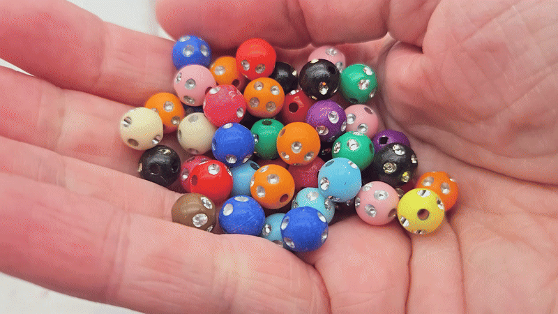 100 perles multicolores effet strass 8mm