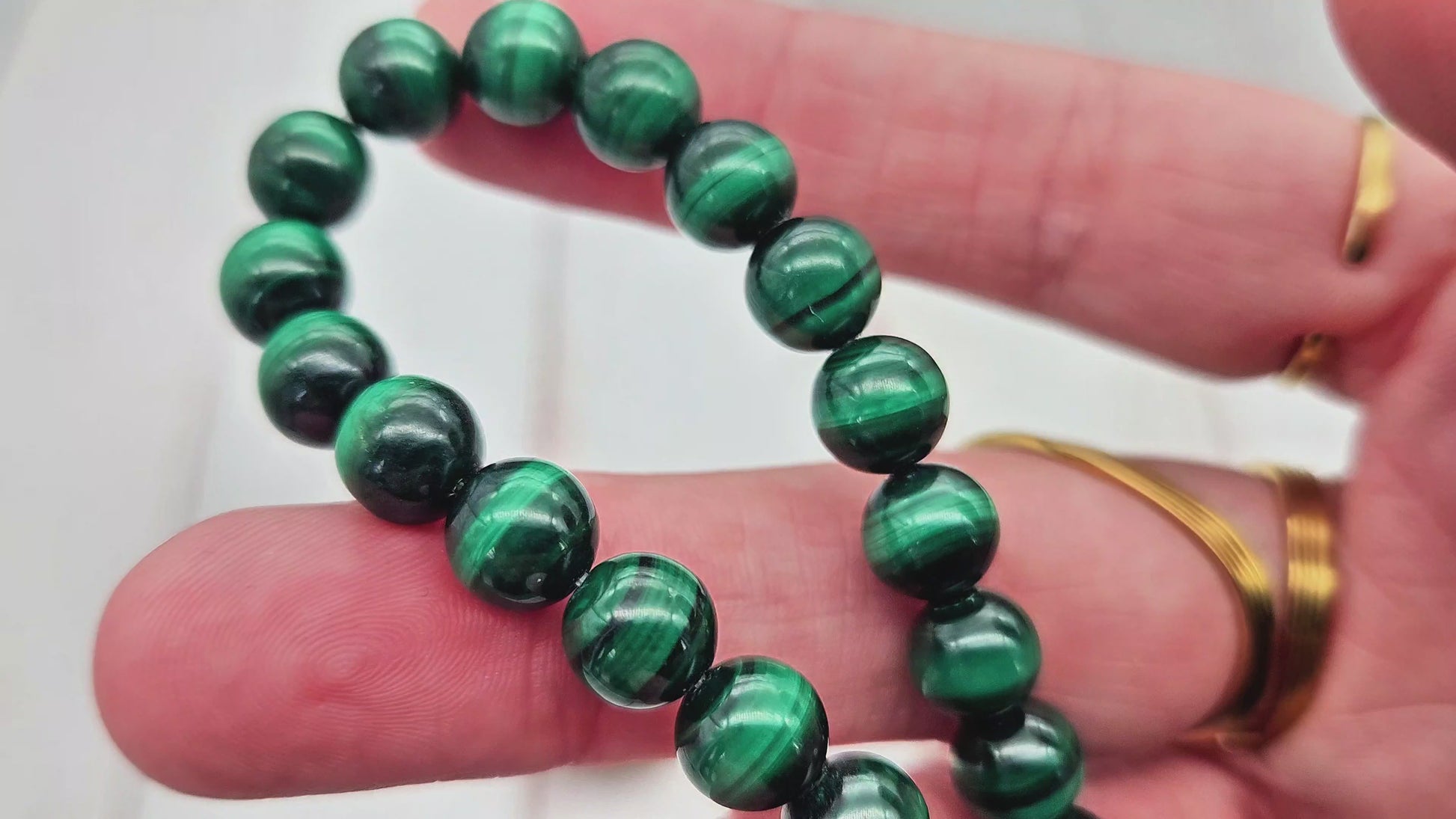 15 perles malachite rondes 8mm