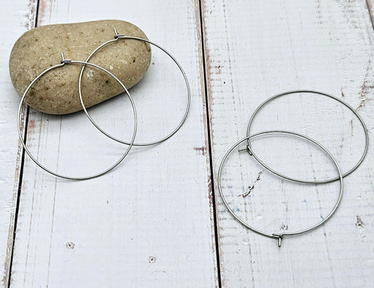 10 créoles rondes 40mm acier inoxydable