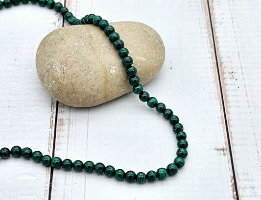 30 perles malachite rondes 4mm