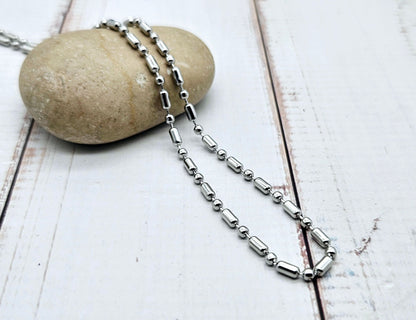 Chaîne à billes alternées 2,4mm acier inoxydable, 1 mètre