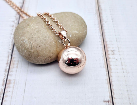 Bola de Grossesse Or Rose – 18mm avec Chaîne et Bélière (80cm)