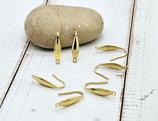 10 crochets d'oreilles allongés goutte acier inoxydable plaqué or 18 carats
