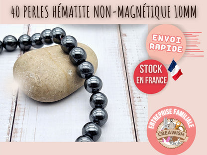 40 perles hématite non magnétique 10mm