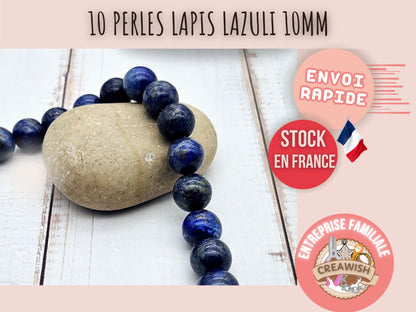 10 perles lapis lazuli 10mm