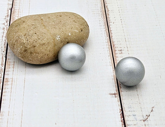 2 perles sonores 16mm couleur argent gris création bolas de grossesse
