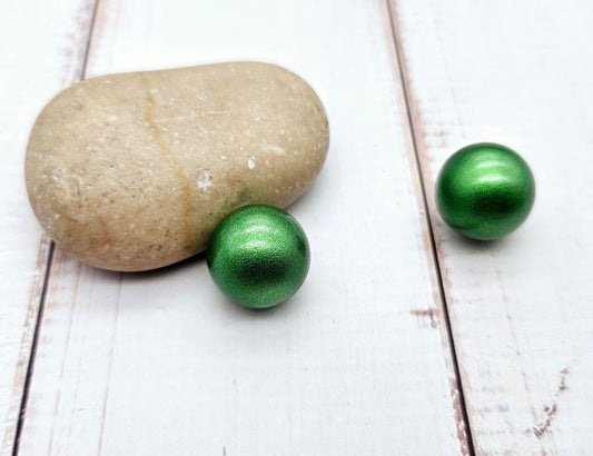 2 perles sonores 16mm couleur vert métallisé création bolas de grossesse