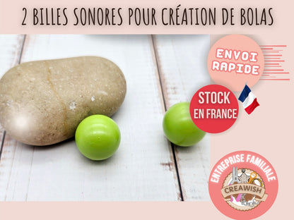 2 perles sonores 16mm couleur vert anis création bolas de grossesse