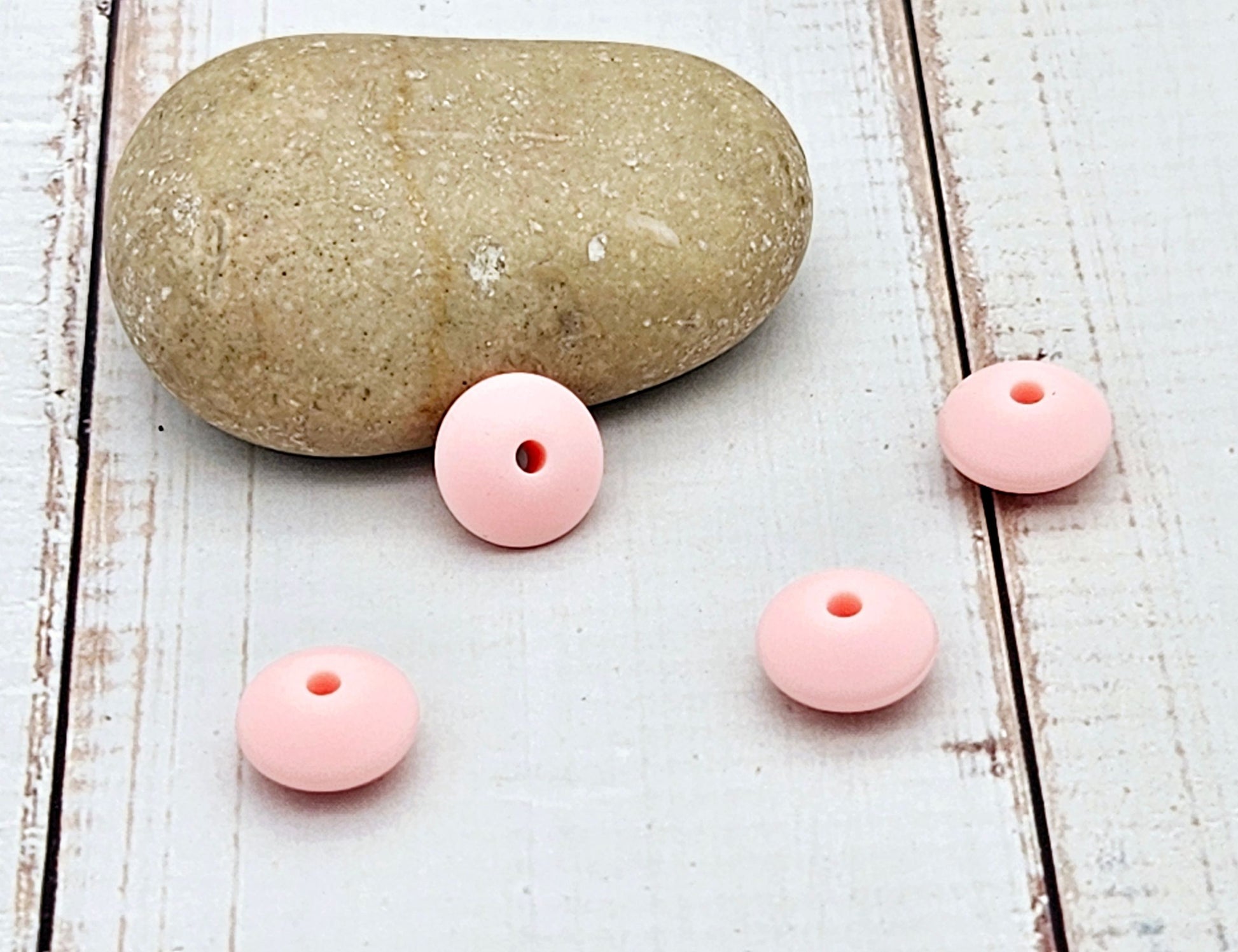 10 perles lentilles en silicone 12mm rose pastel