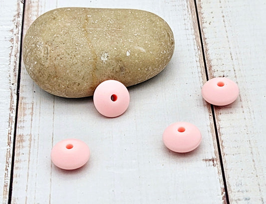10 perles lentilles en silicone 12mm rose pastel